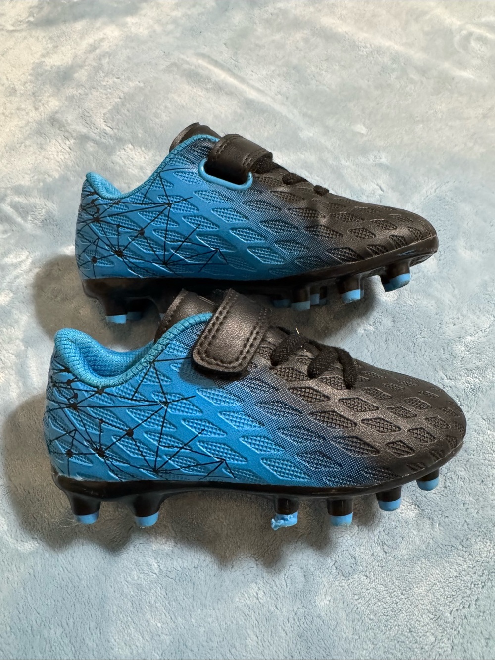 Kids Athletic Cleats in Blue and Black - Lightweight Soccer Shoes